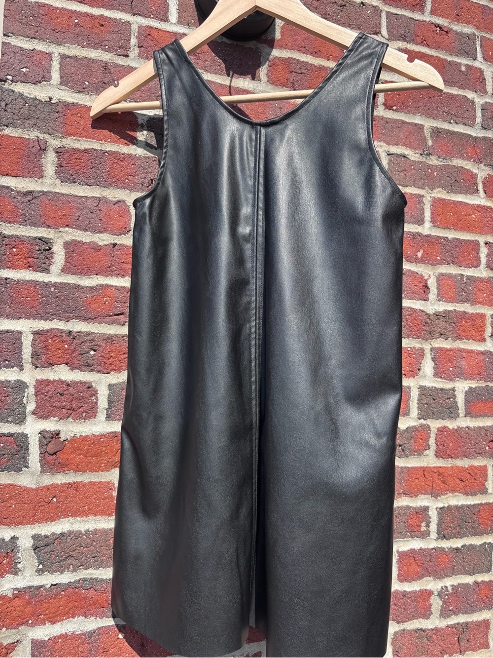 H&M Black Faux Leather Sleeveless Shift Dress - Kids
